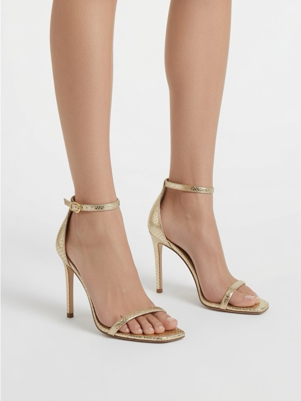 Stuart Weitzman Nudist 100 Ankle-Strap Stiletto Sandals
